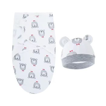 Trikotažinis vystyklas-kokonas su kepuryte Teddy, 48 cm|Kūdikio miegas ir priežiūra|TavoSapnas