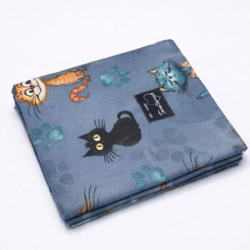 Medvilninė paklodė be gumos Katinėliai, 155x200 cm|Patalynė|TavoSapnas