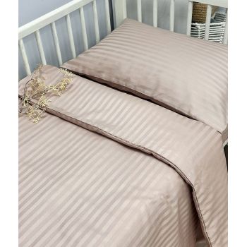 Juostuoto satino patalynės komplektas Almond, 100x135, 40x60 cm|100x135 cm |TavoSapnas