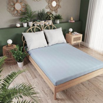 Trikotažinė paklodė su guma Premium, žydra, 120x200 cm|Patalynė|TavoSapnas