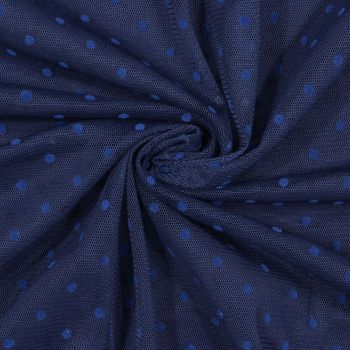 Elastinis tiulis su taškeliais Dark Blue, likutis 1.45x1.55m|Audiniai|TavoSapnas