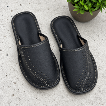 Vyriškos odinės šlepetės Black Classic, 41 dydis|Šlepetės|TavoSapnas