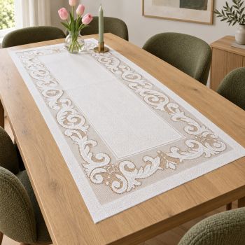 Žakardinis stalo takelis, baltas, 70x140 cm|Namų tekstilė|TavoSapnas