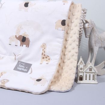 Minkštutis minky pledukas Mini Safari, 70x100 cm|Vidutinio šiltumo |TavoSapnas