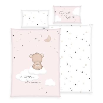 Ekologiškos medvilninės flanelės patalynė Pink Dreamer, 100x135, 40x60 cm|100x135 cm |TavoSapnas