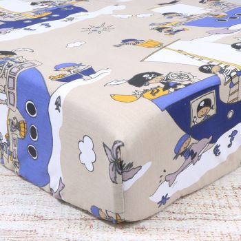 Drobinė paklodė su guma Piratai, 90x200 cm|Patalynė|TavoSapnas