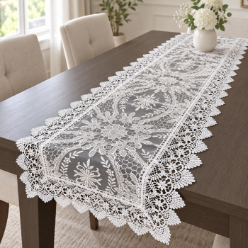 Puošnus stalo takelis Baltas, 40x180 cm|Namų tekstilė|TavoSapnas