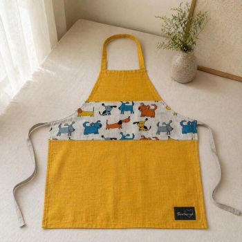 Vaikiška prijuostė Lininė Šuniukai|Prekės namams|TavoSapnas