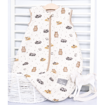 Vasarinis muslino miegmaišis su dvipusiu užtrauktuku Miško draugai, 100 cm|Vasarinio šiltumo|TavoSapnas