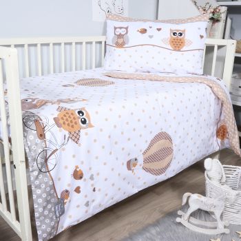 Patalynės komplektas kūdikiams Pelėdos, 90x120, 40x60 cm, su paklode|90x120 cm |TavoSapnas