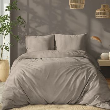 Siuvama Pure Collection damasko medvilnės patalynė Taupe, 220x240 cm|220x240cm|TavoSapnas