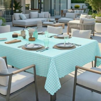 Dėmėms atspari staltiesė Mėtinė languota, 130x180 cm|Prekės namams|TavoSapnas