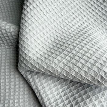 Medvilninis audinys WAFFLE, šviesus melsvai pilkas|Audiniai|TavoSapnas